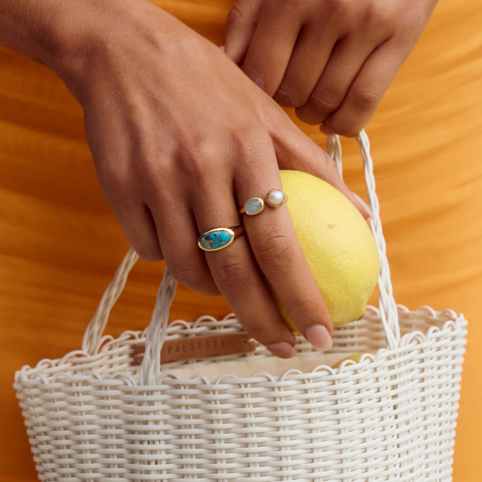 PEARL & AQUAMARINE RING -7