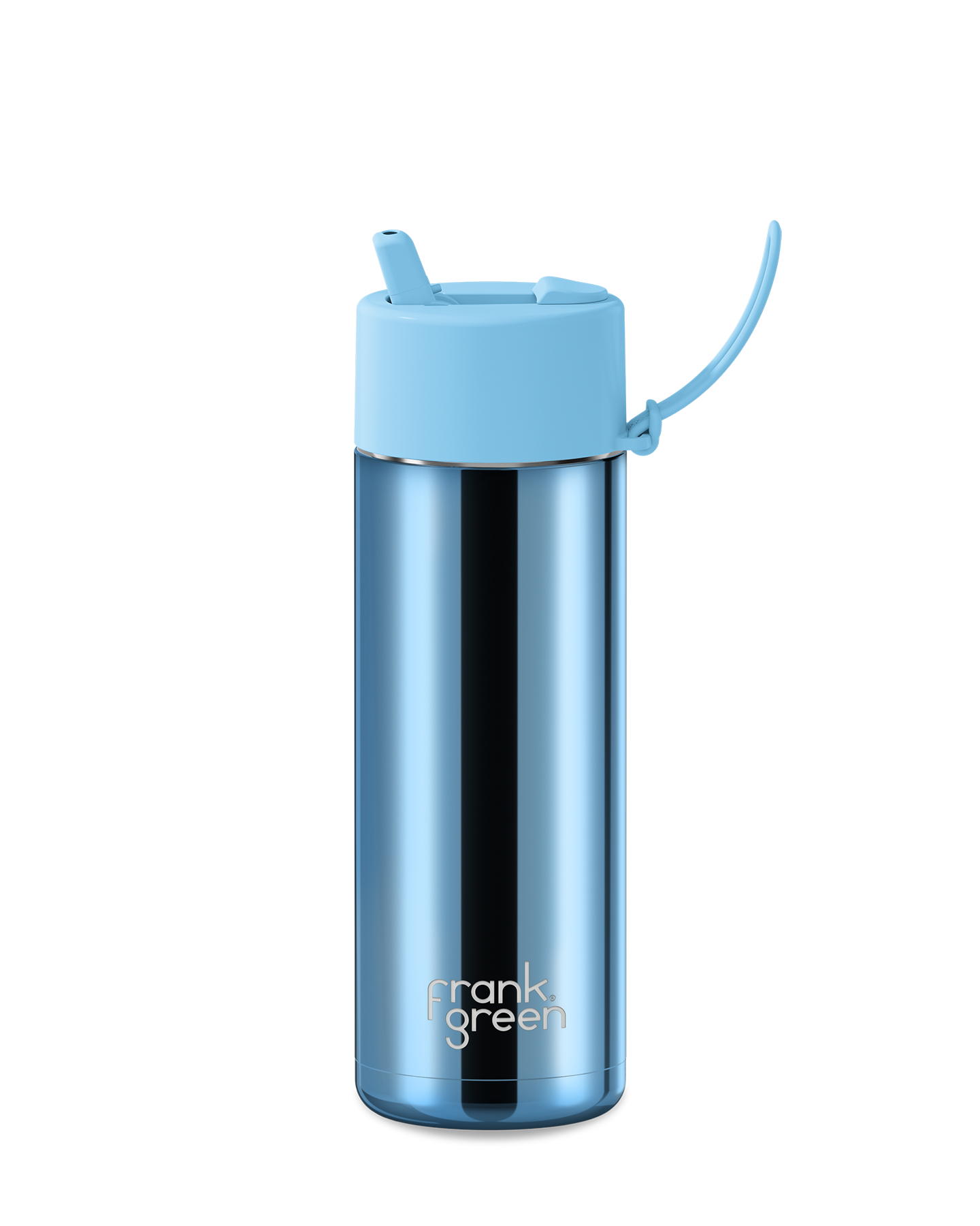 20oz Reusable Bottle Blue Chrome with Flip Straw Lid Sky Blue