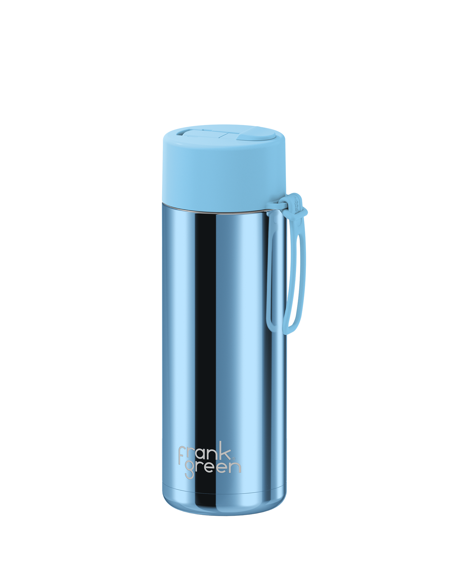 20oz Reusable Bottle Blue Chrome with Flip Straw Lid Sky Blue