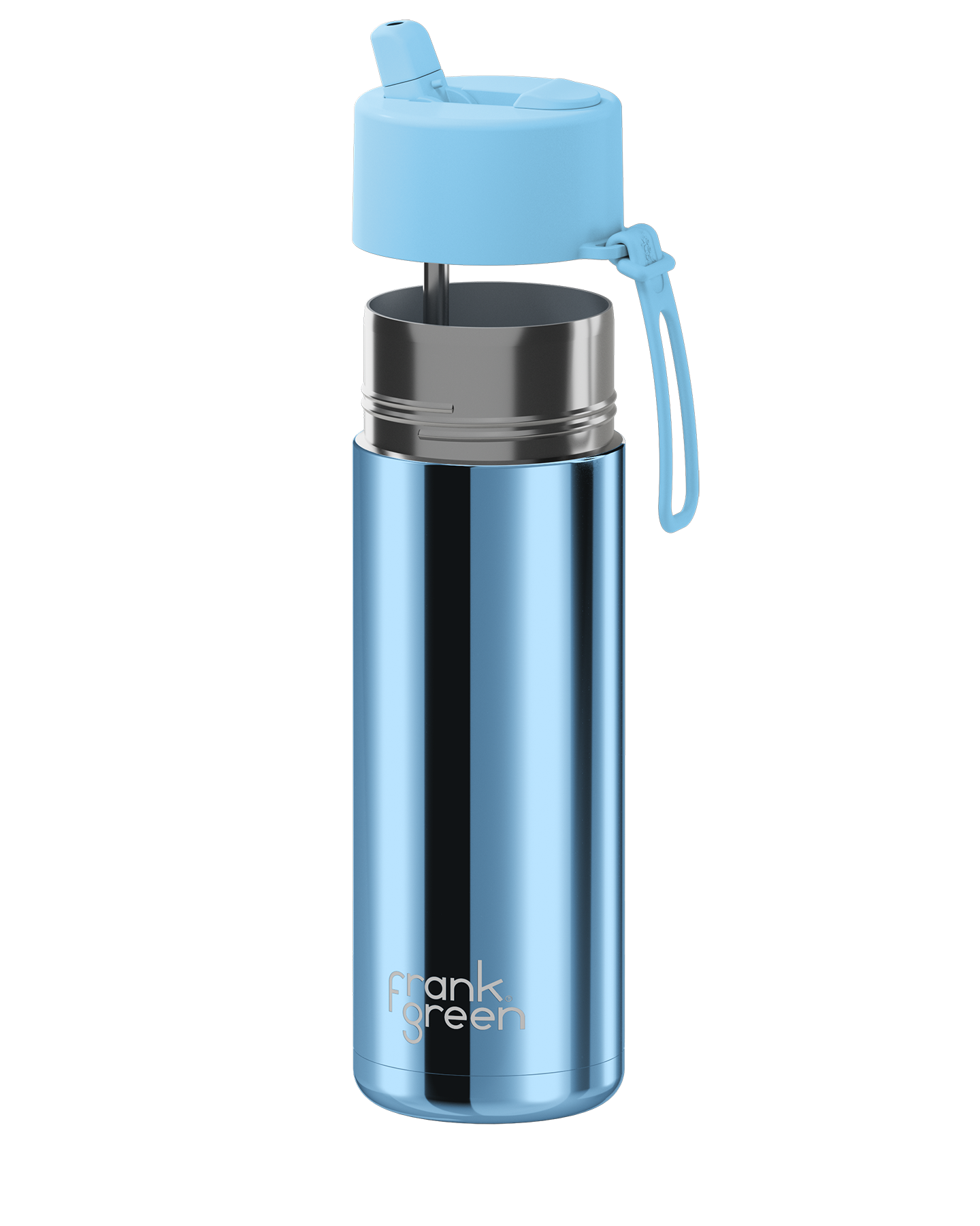 20oz Reusable Bottle Blue Chrome with Flip Straw Lid Sky Blue