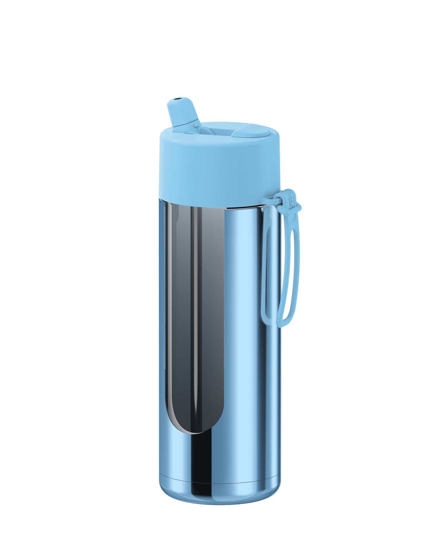 20oz Reusable Bottle Blue Chrome with Flip Straw Lid Sky Blue