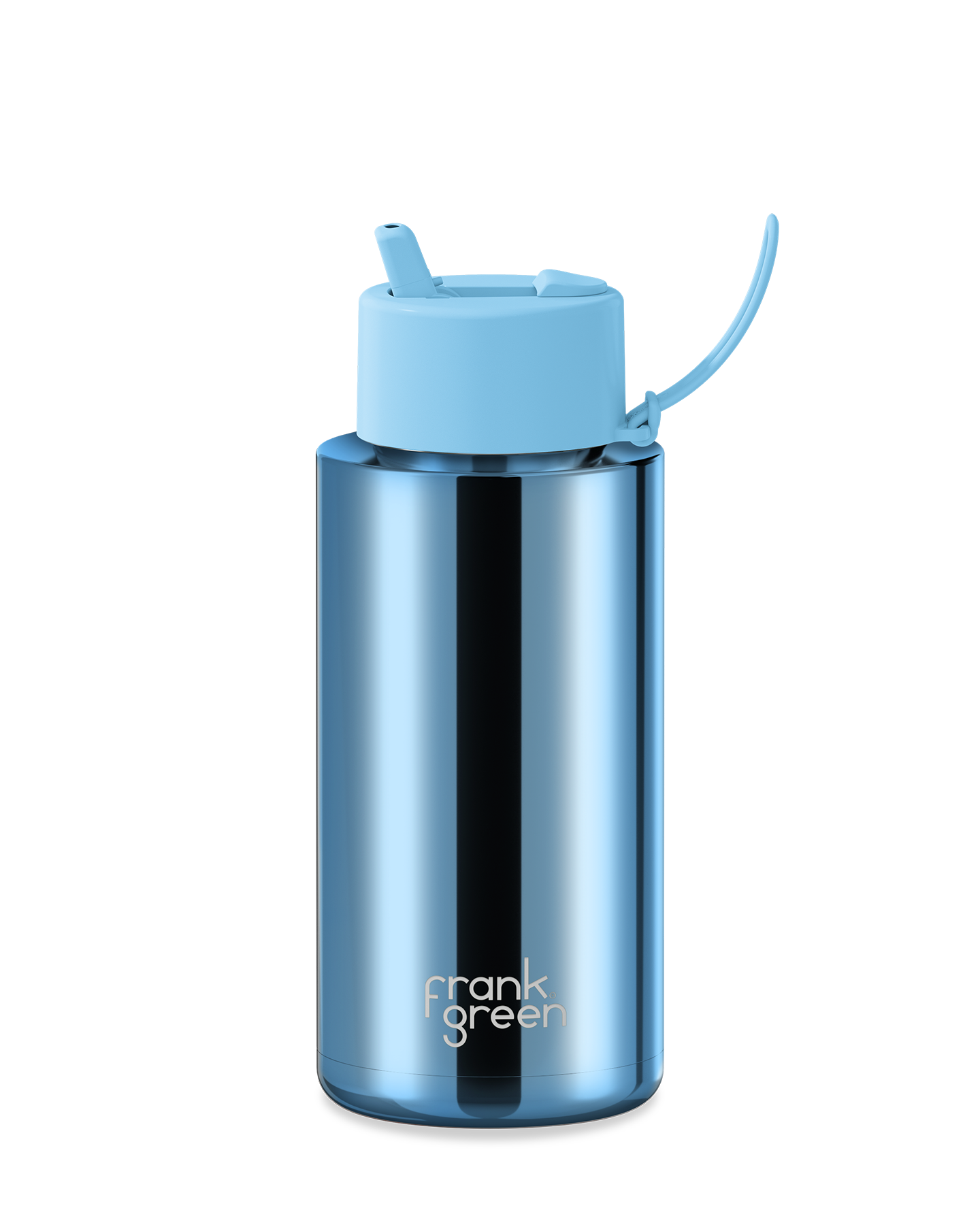 34oz Stainless Steel Ceramic Reusable Bottle Chrome Light Blue with Flip Straw Lid Sky Blue