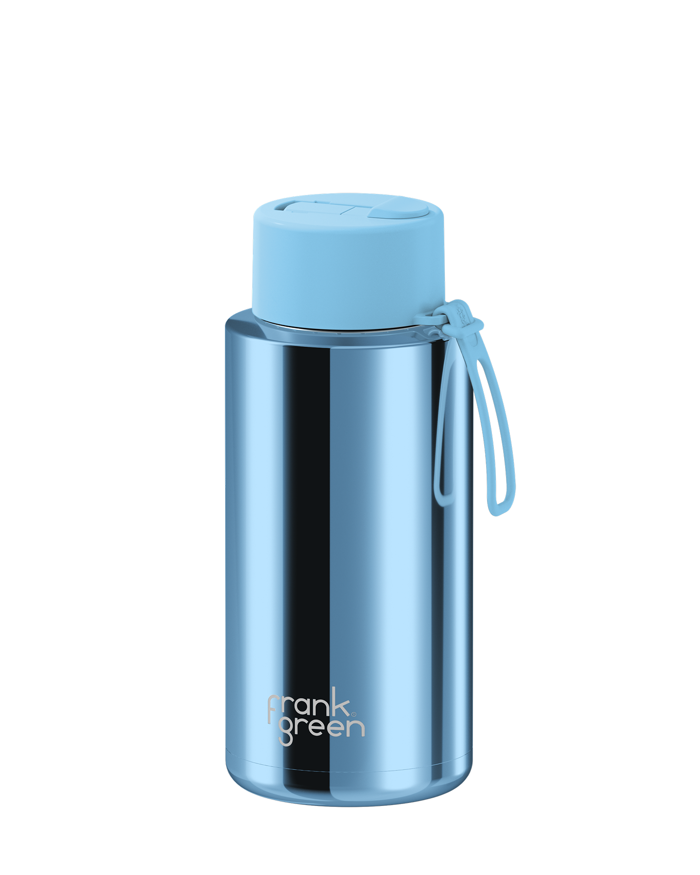 34oz Stainless Steel Ceramic Reusable Bottle Chrome Light Blue with Flip Straw Lid Sky Blue