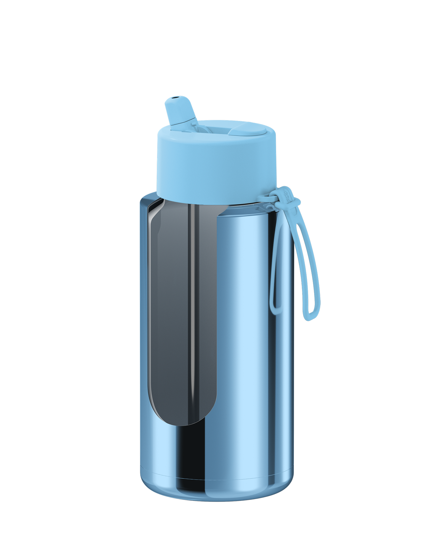 34oz Stainless Steel Ceramic Reusable Bottle Chrome Light Blue with Flip Straw Lid Sky Blue