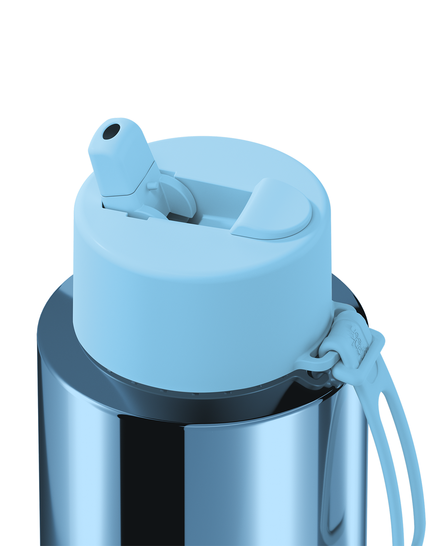 34oz Stainless Steel Ceramic Reusable Bottle Chrome Light Blue with Flip Straw Lid Sky Blue