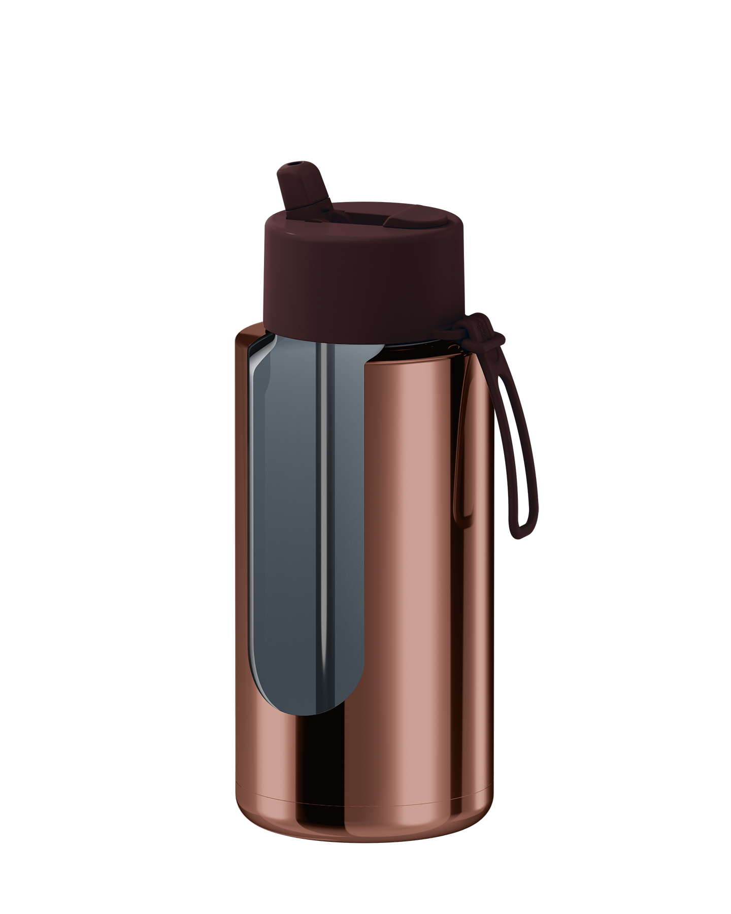 34oz Stainless Steel Ceramic Reusable Bottle Chrome Chocolate with Flip Straw Chocolate