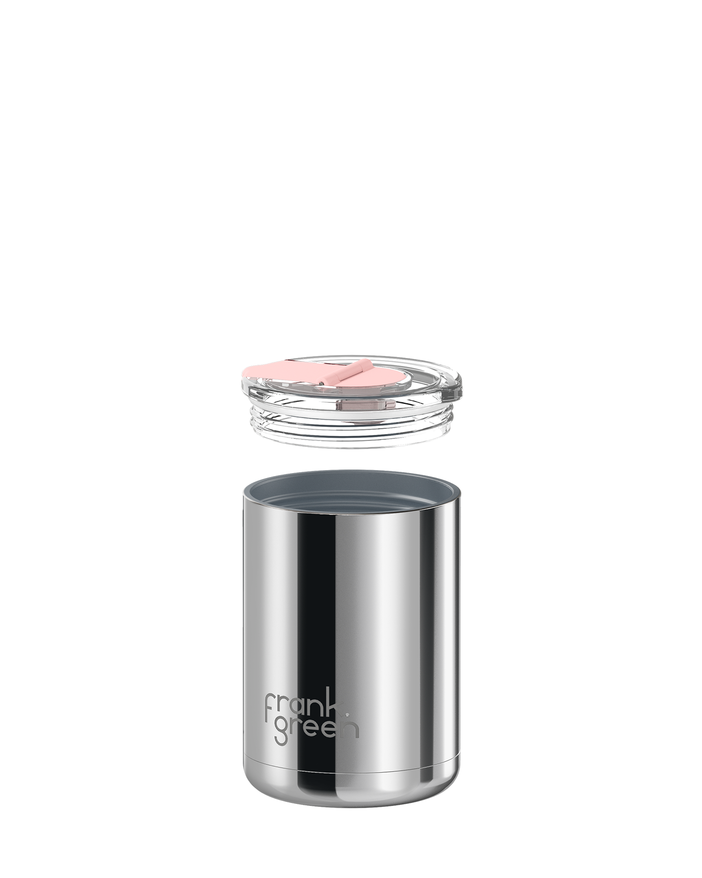 12oz Ceramic Coffee Cup with Hinged Screw Lid Chrome Silver/Blushed