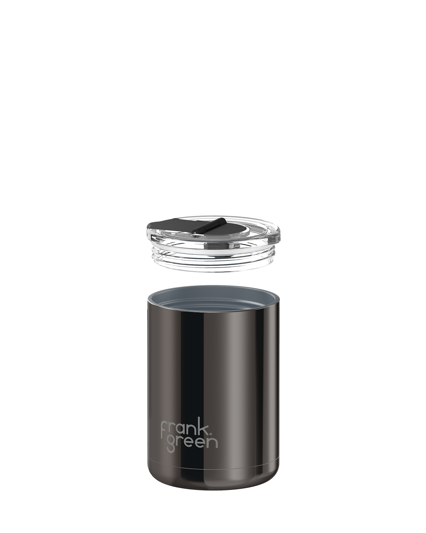 12oz Ceramic Coffee Cup with Hinged Screw Lid Shadow Chrome