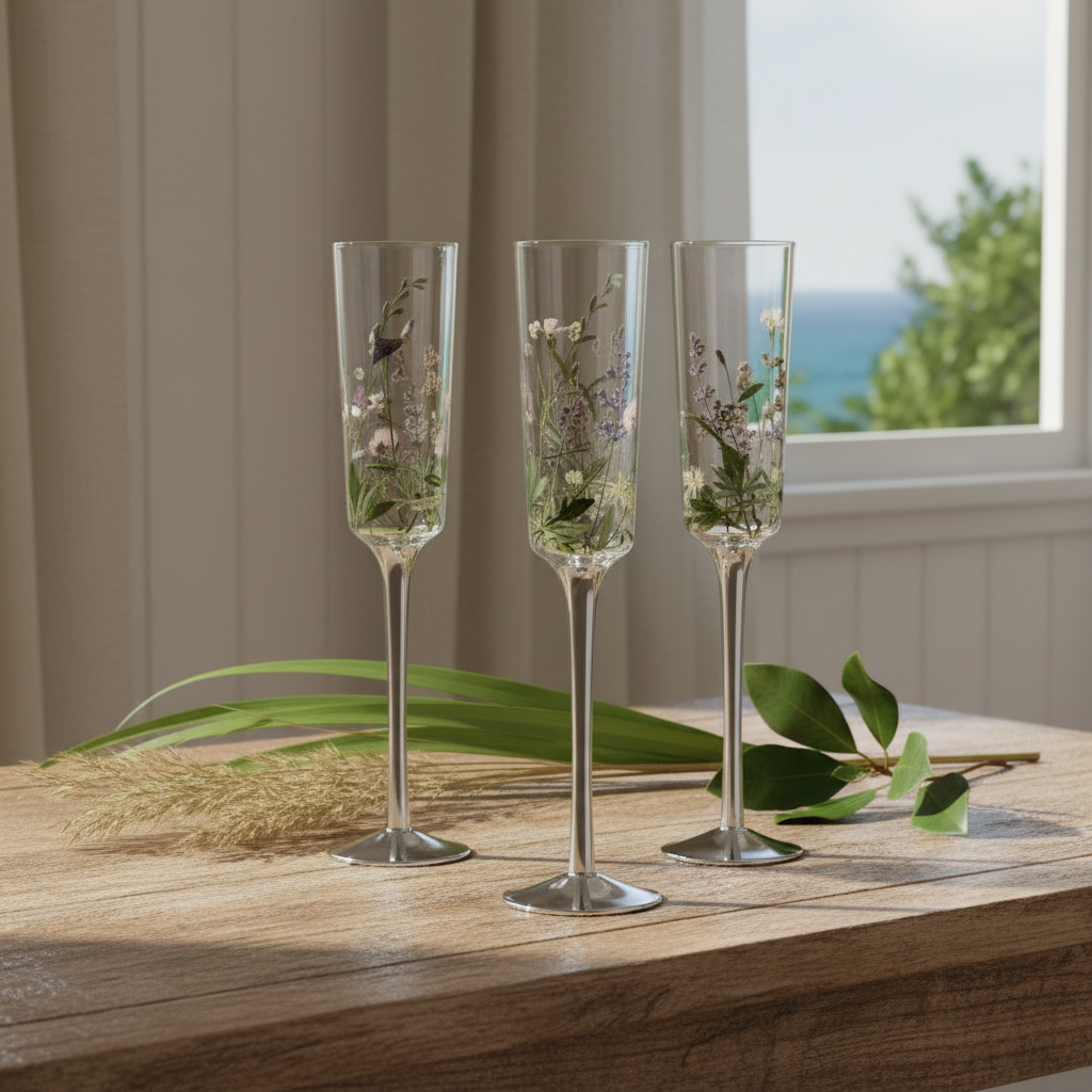 Nel Lusso Wildflower Champagne Flutes Set of 4