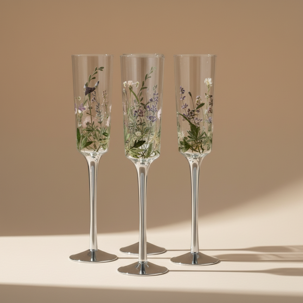Nel Lusso Wildflower Champagne Flutes Set of 4