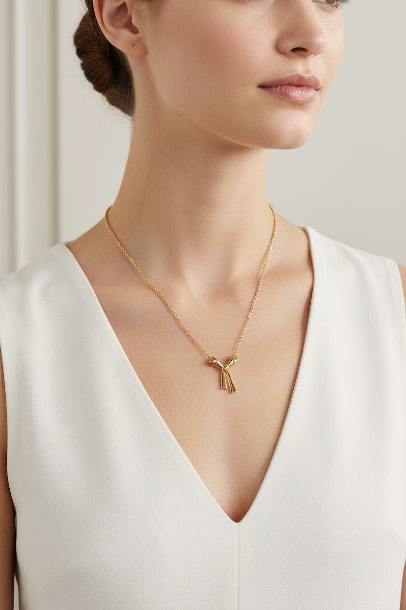 Karen Walker Small Bow Necklace - Gold Plated