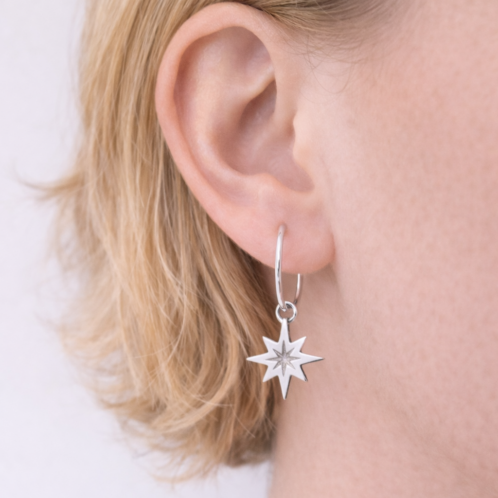 Crescent Moon & Star Sleepers silver