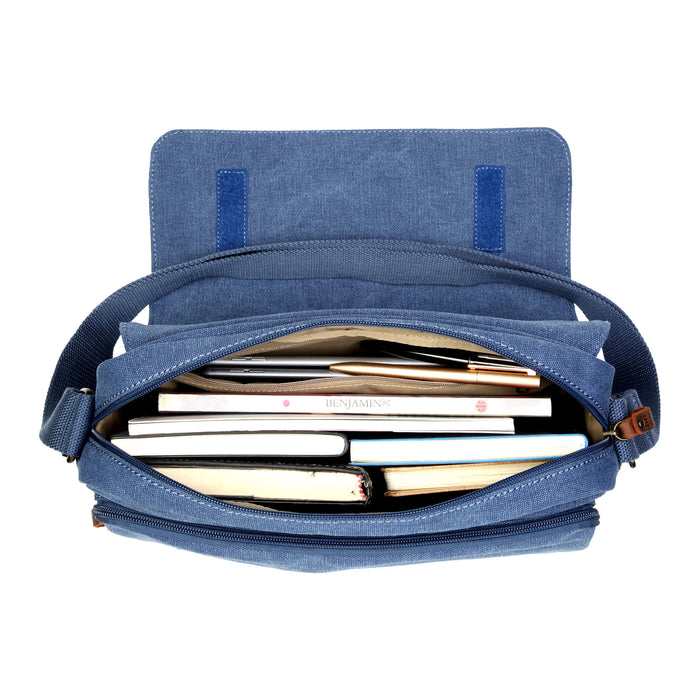 Classic Flap Front Messenger Bag - Blue