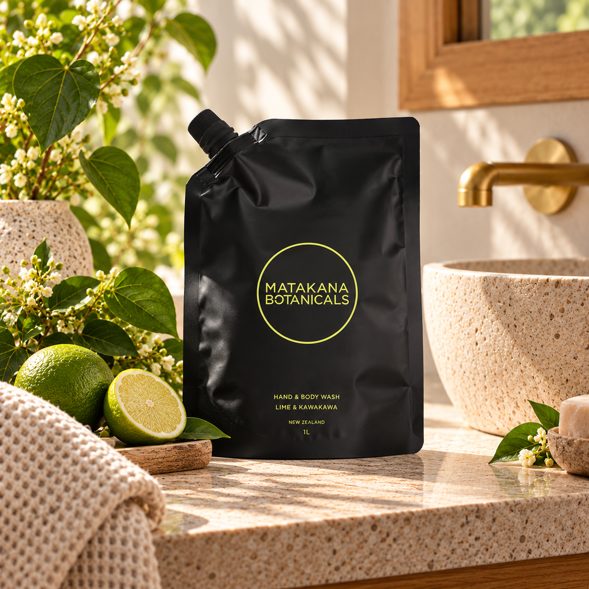 Matakana Botanicals Lime & Kawakawa Hand & Body Wash Refill – 1L