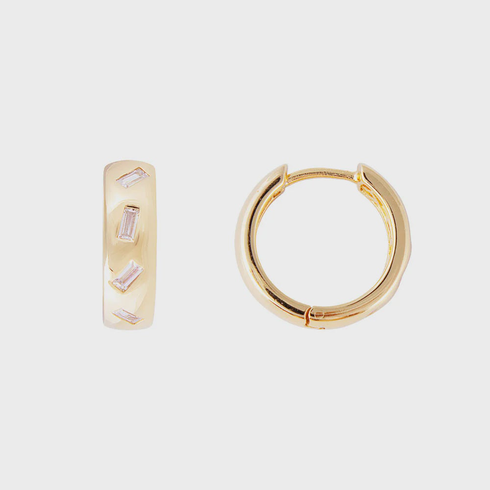 Scatter Baguette Midi Hoops (Gold)