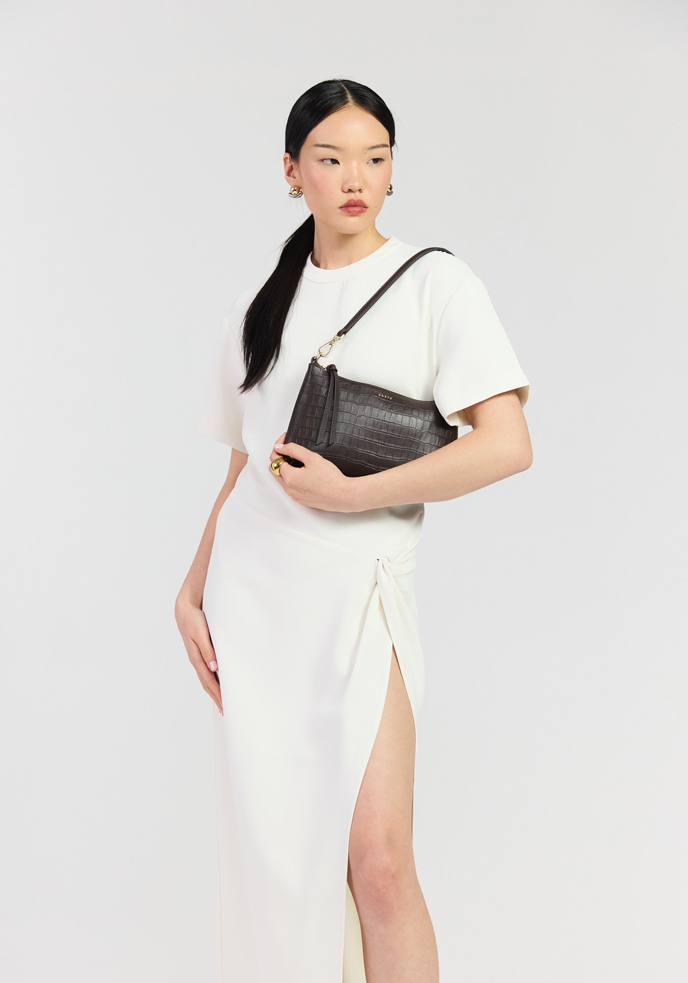 Haven Shoulder Bag - Cacao Croc