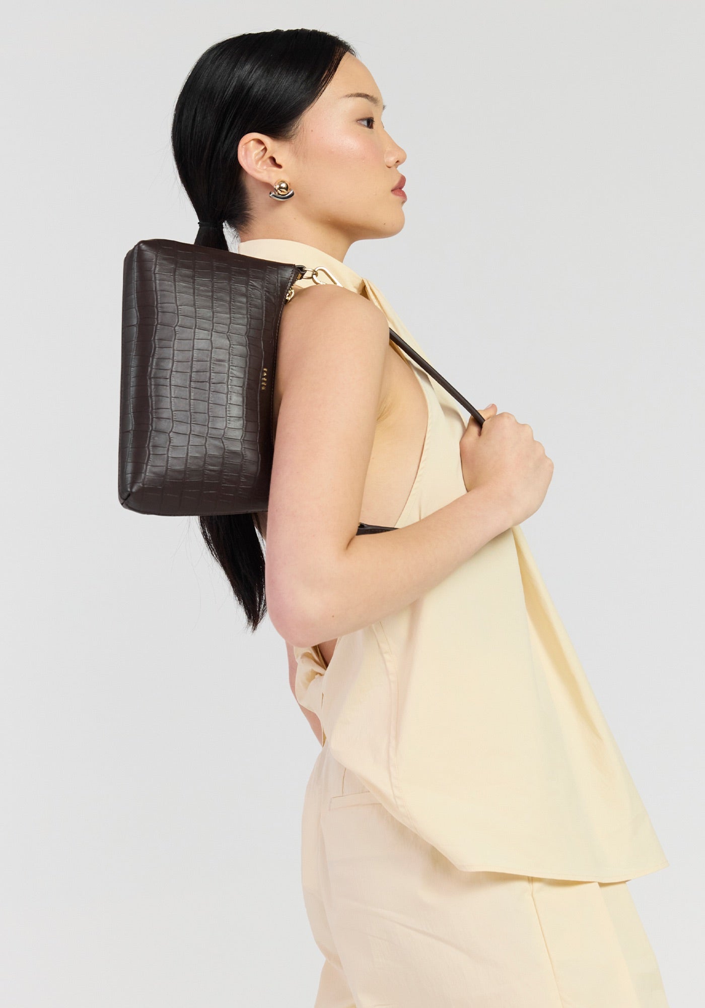 Haven Shoulder Bag - Cacao Croc