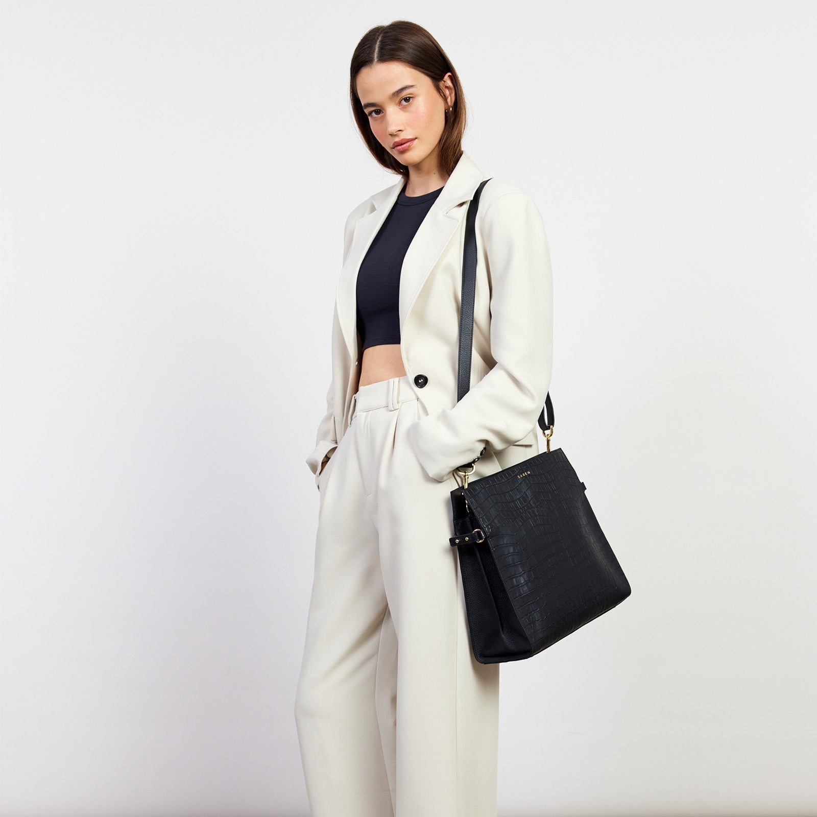 Beatrice Shoulder Bag Black Croc