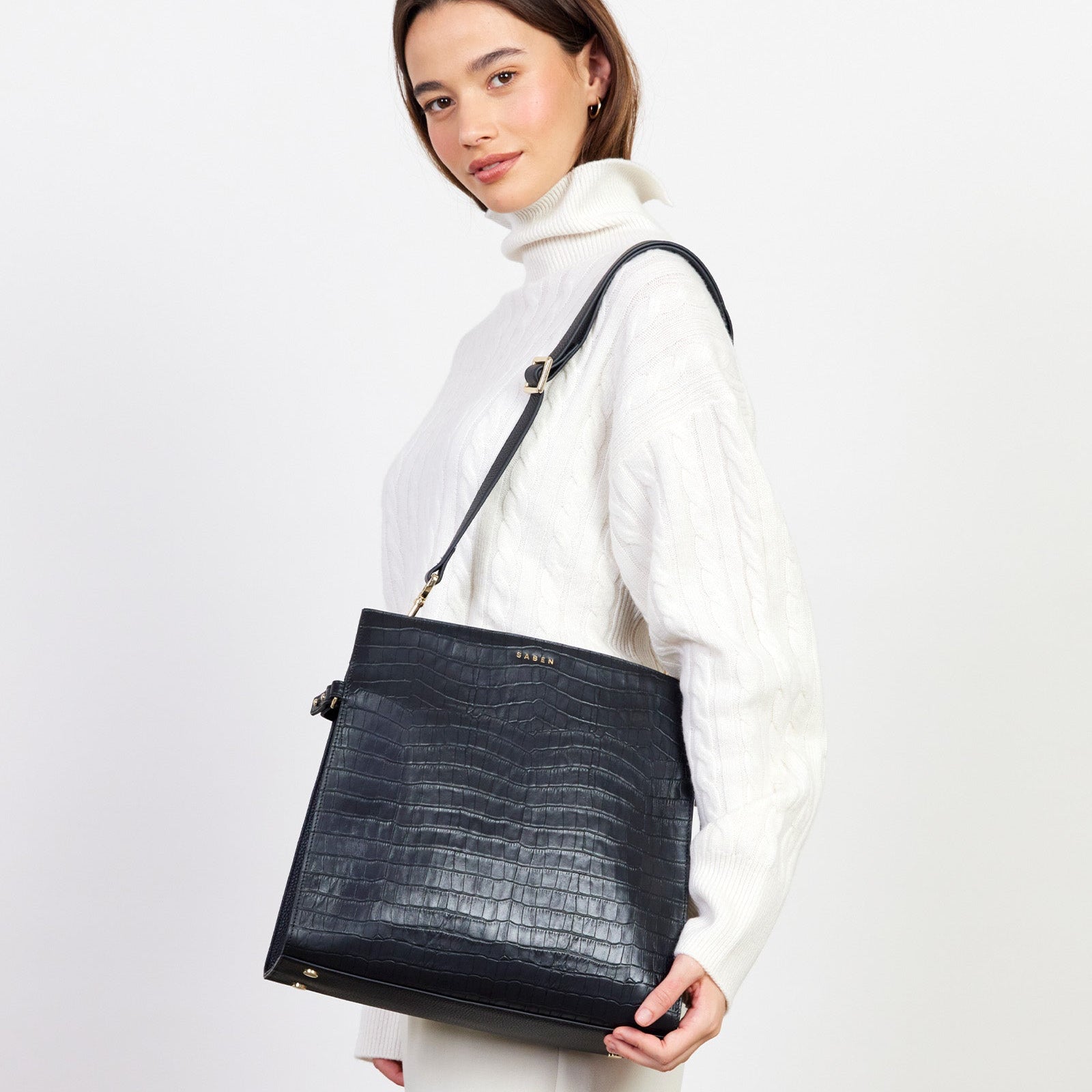 Beatrice Shoulder Bag Black Croc