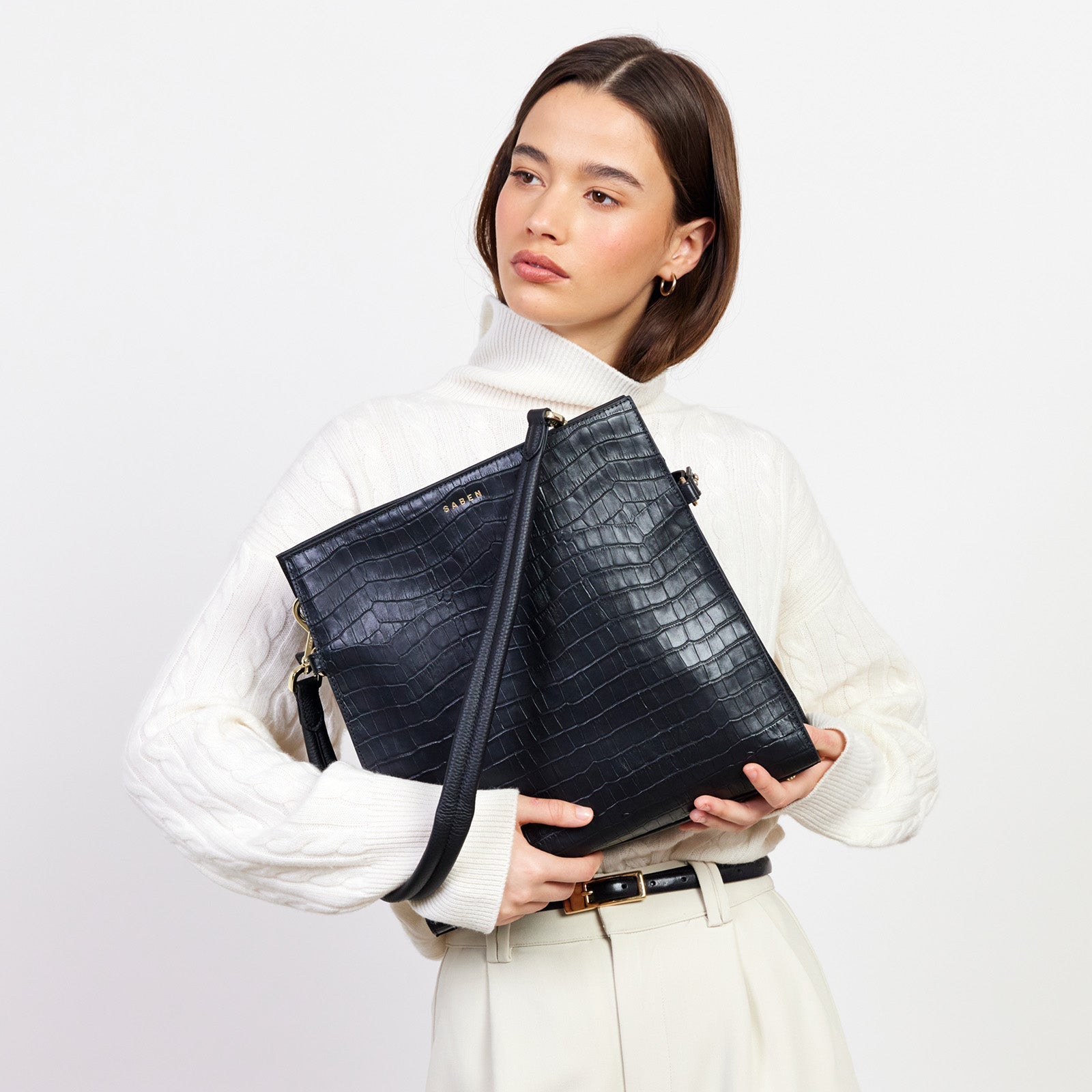 Beatrice Shoulder Bag Black Croc