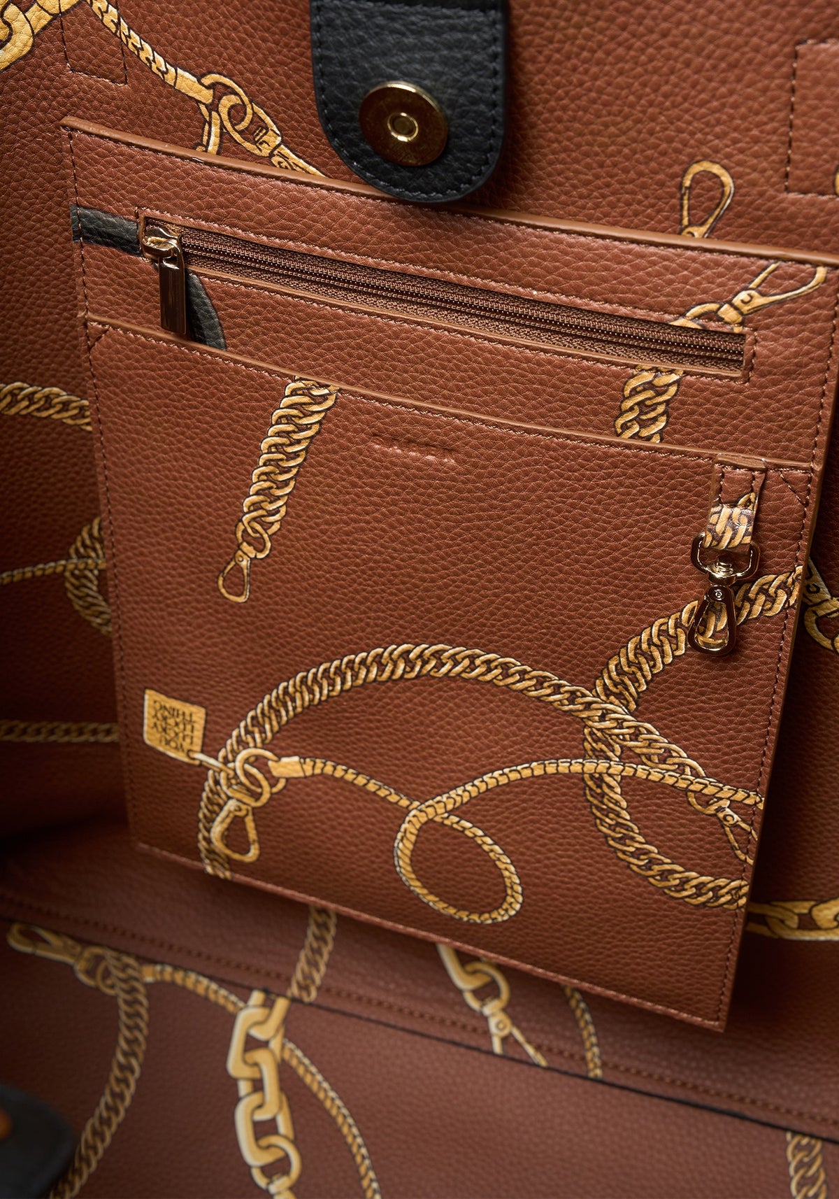 Carter Tote - Tan +  Tan Chain Print