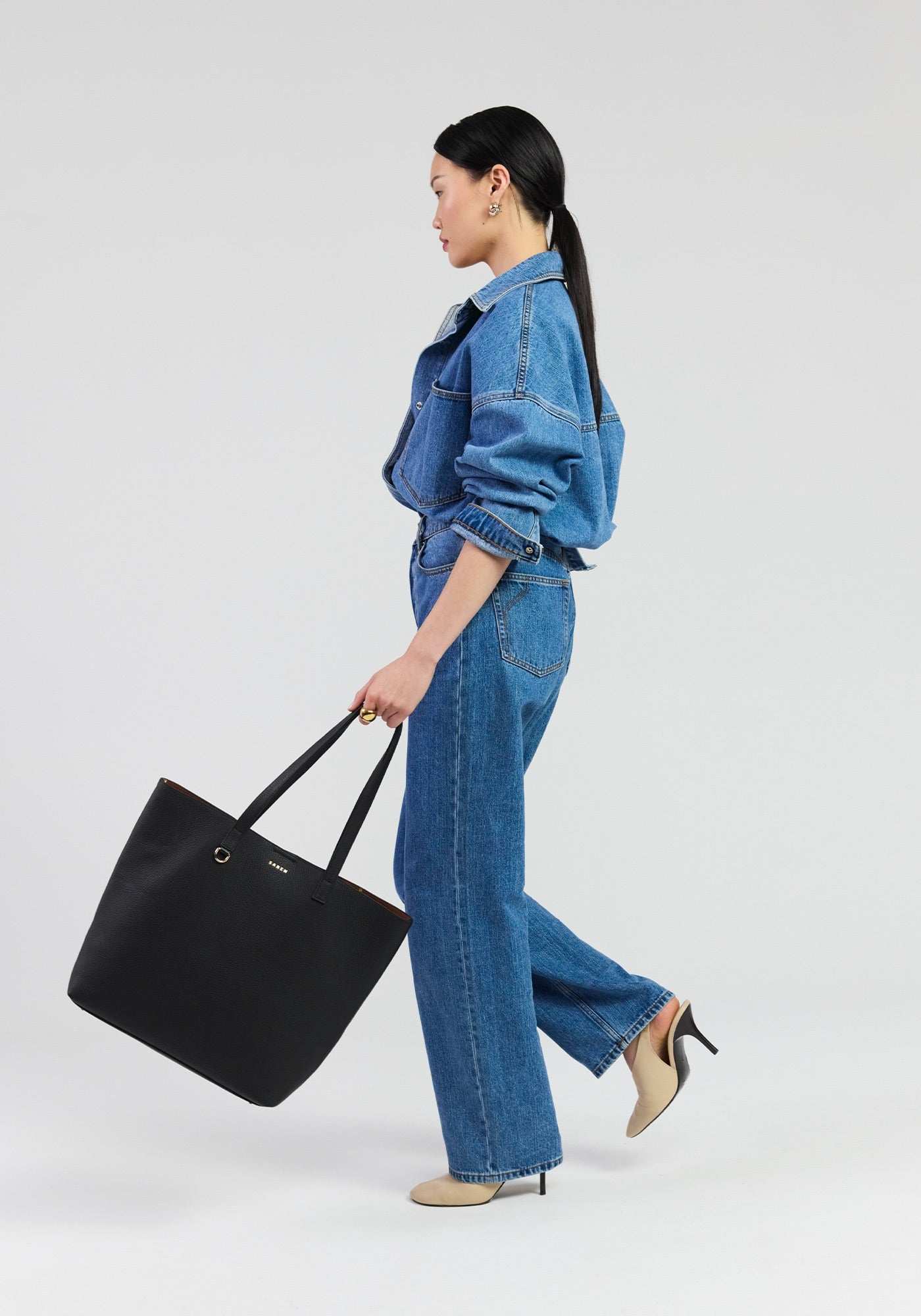 Carter Tote - Black Tan Chain Print