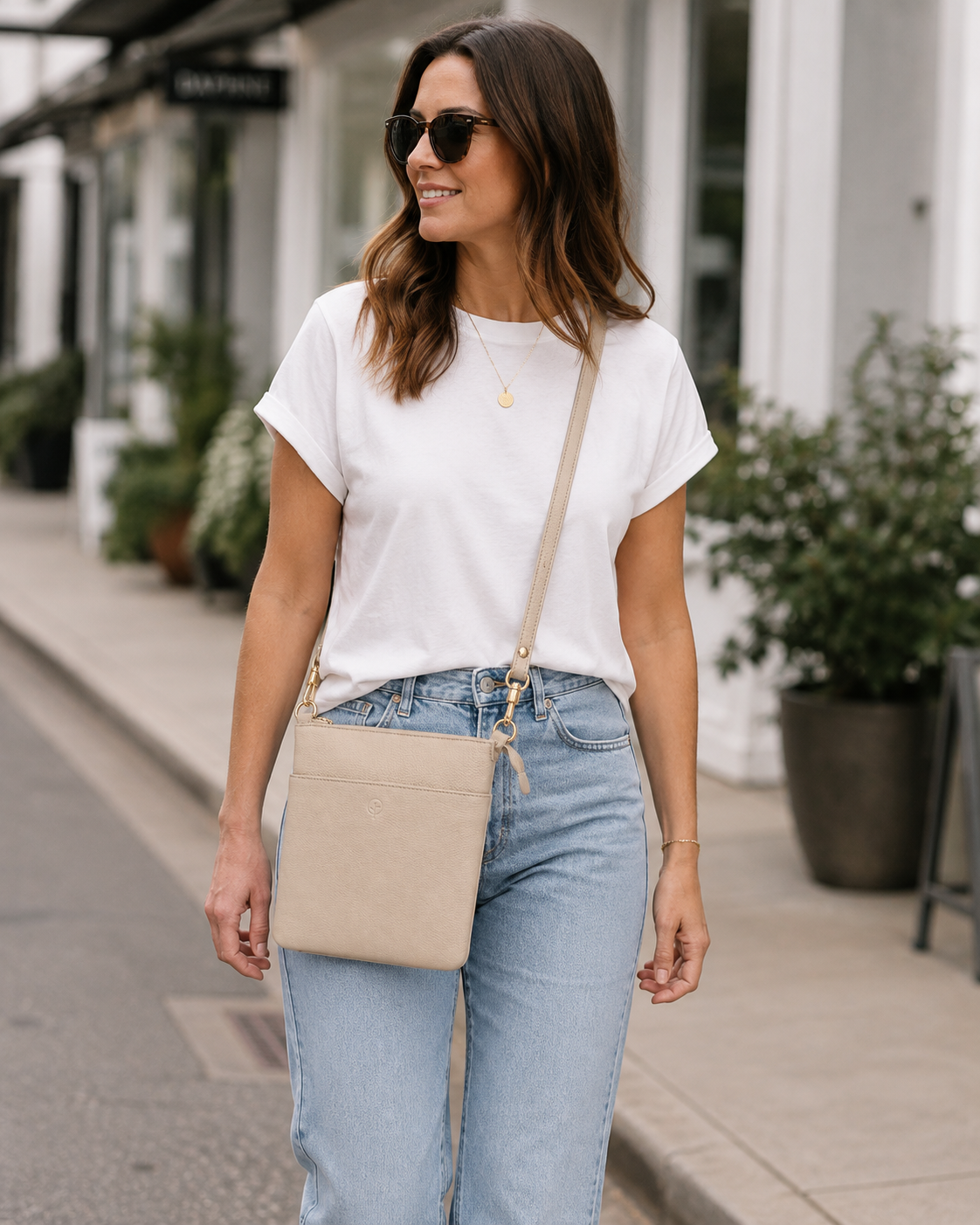 Leather Organiser Crossbody Bag – Wild Oat