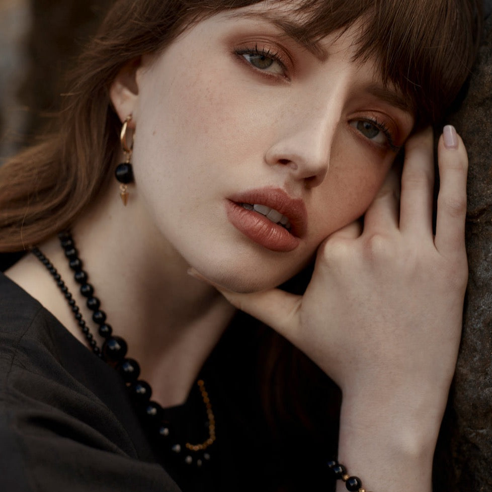Party At The Front Necklace Black Onyx + Silver