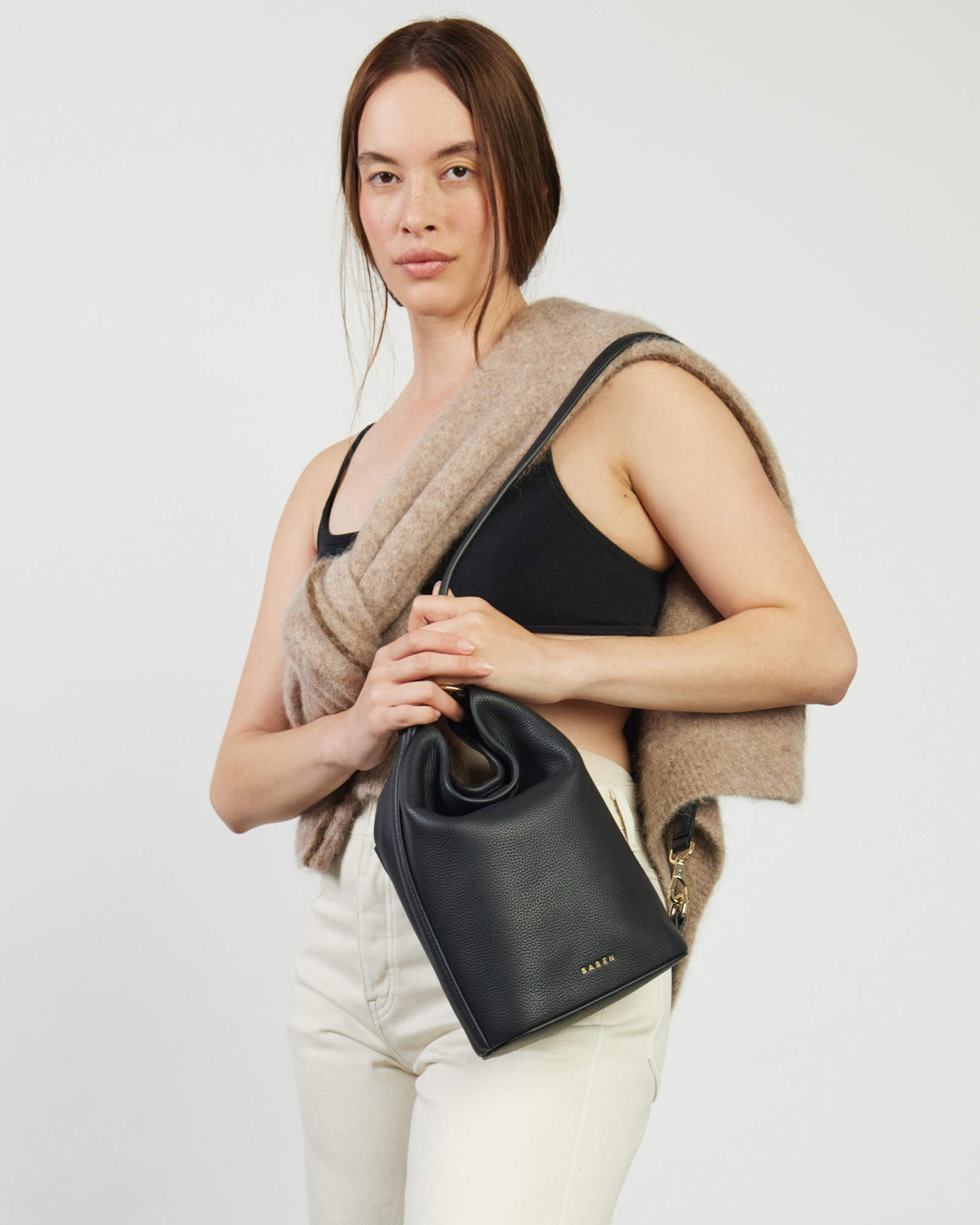 Jojo Medium Bucket Shoulder Bag - Black