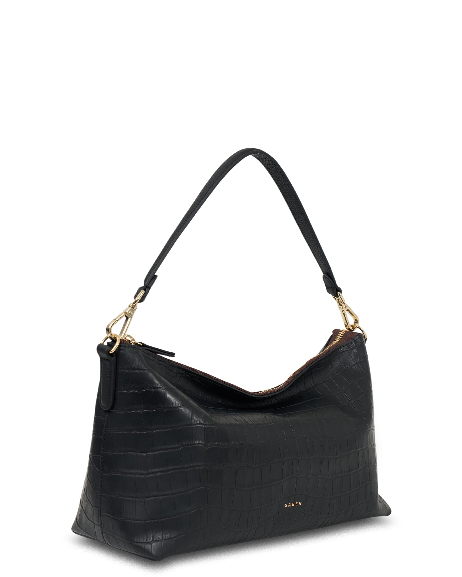 Claudia Shoulder Bag Black Croc
