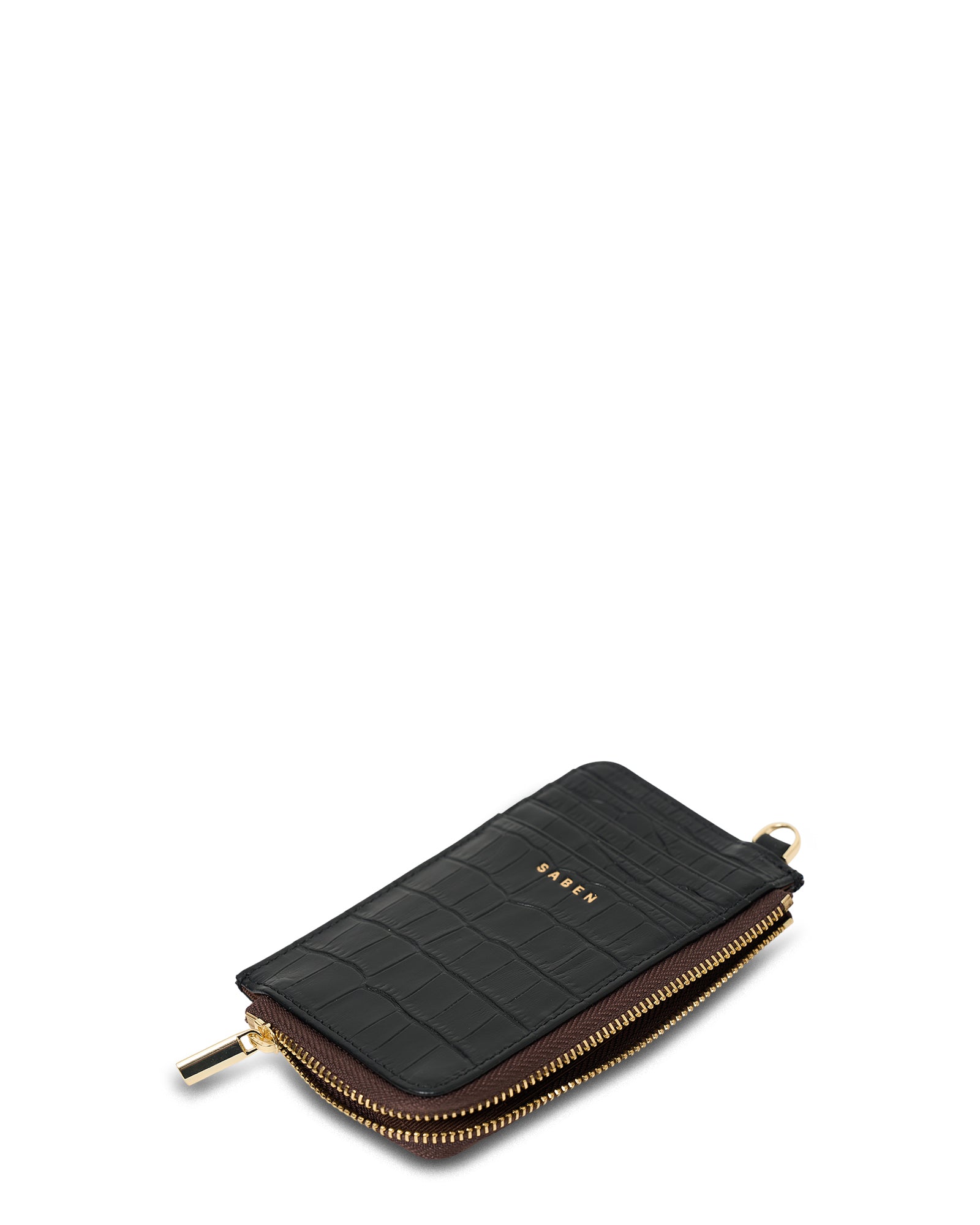 Winona Card Holder Black Croc