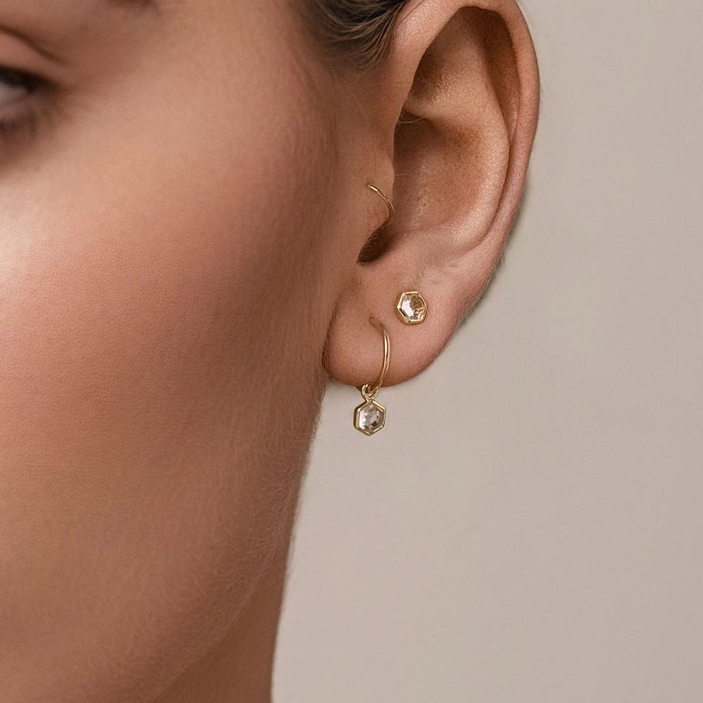 Mini Harmony Studs (Crystal Quartz/Gold)