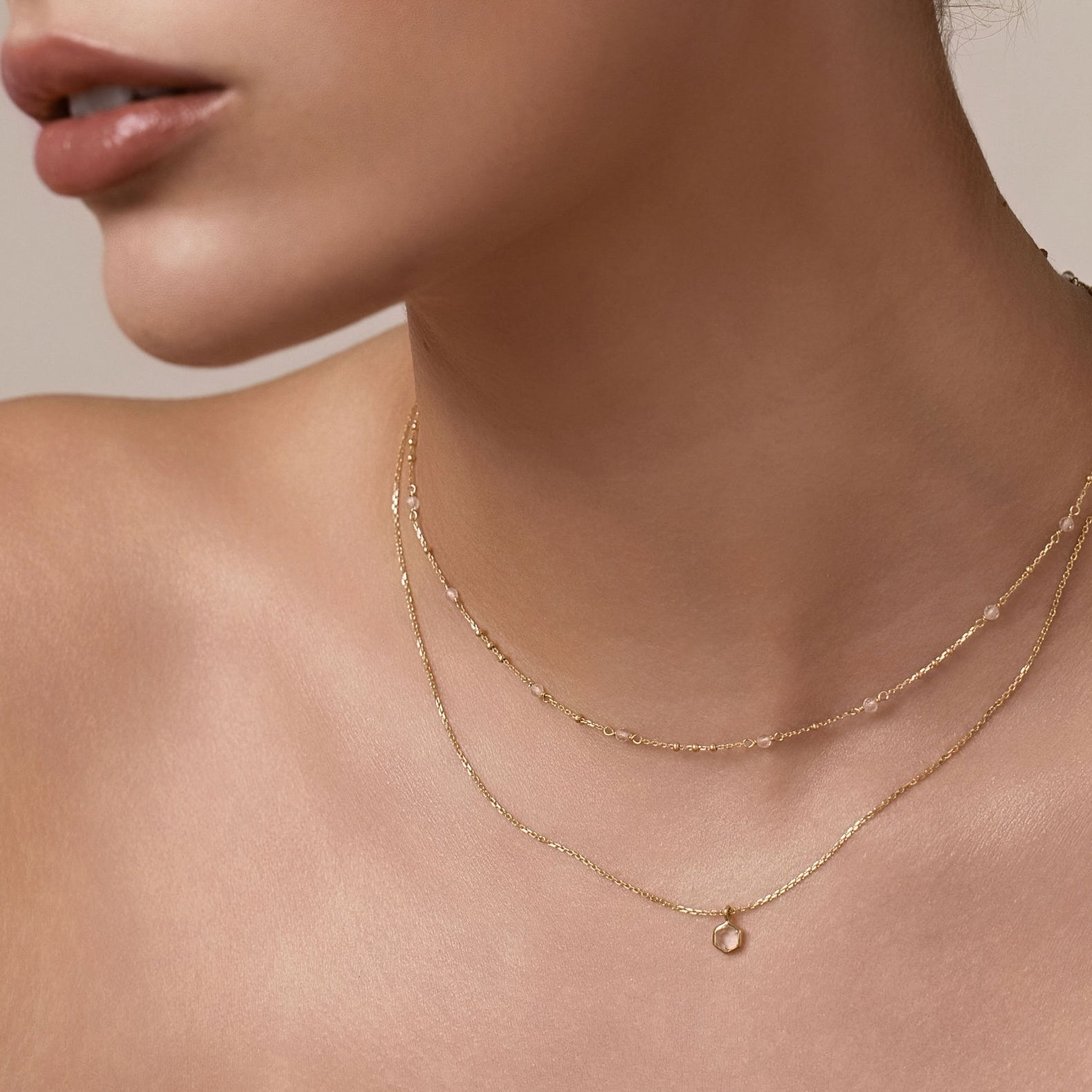 Mini Harmony Necklace (Crystal Quartz/Gold)
