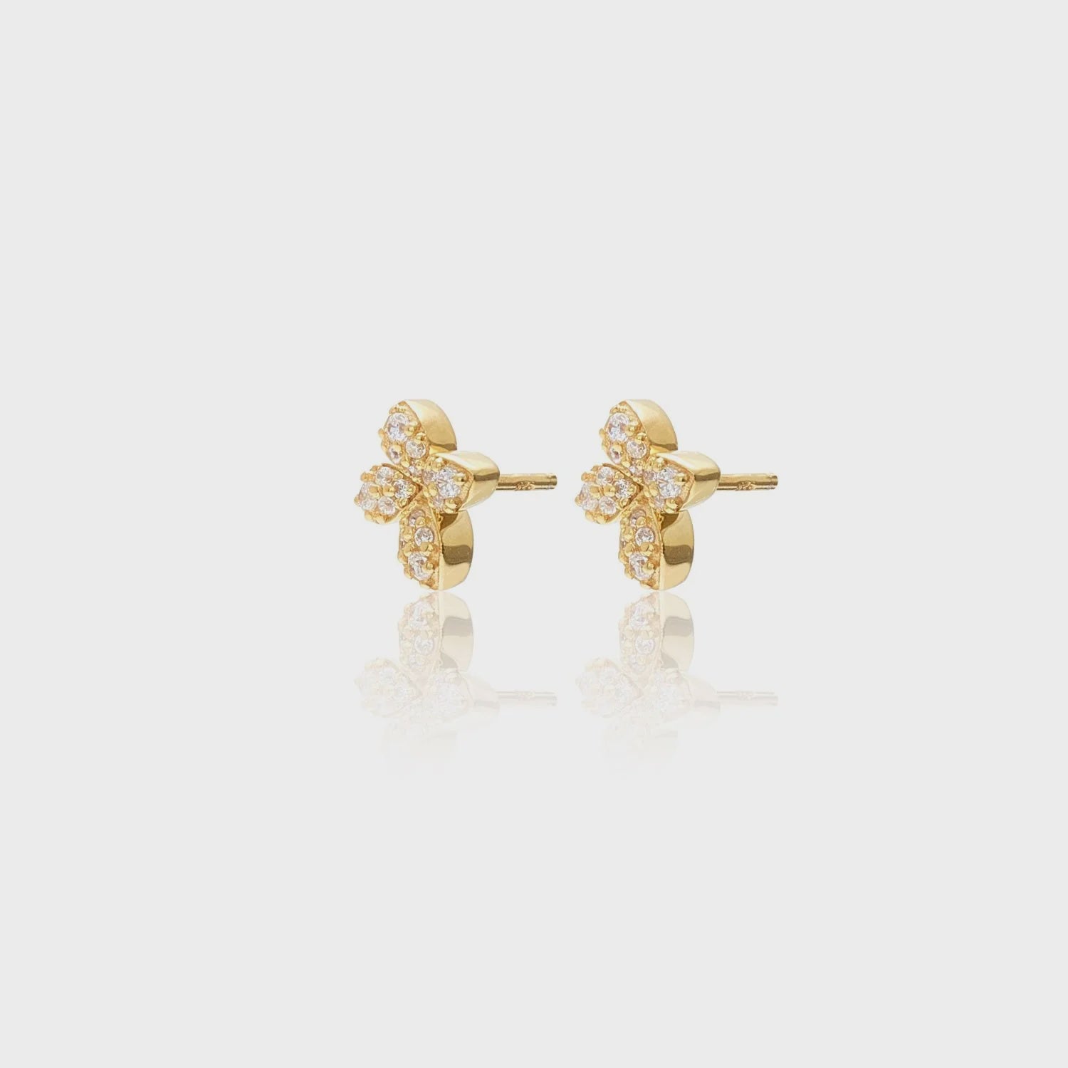 Flora Stud Earrings Clear + Gold