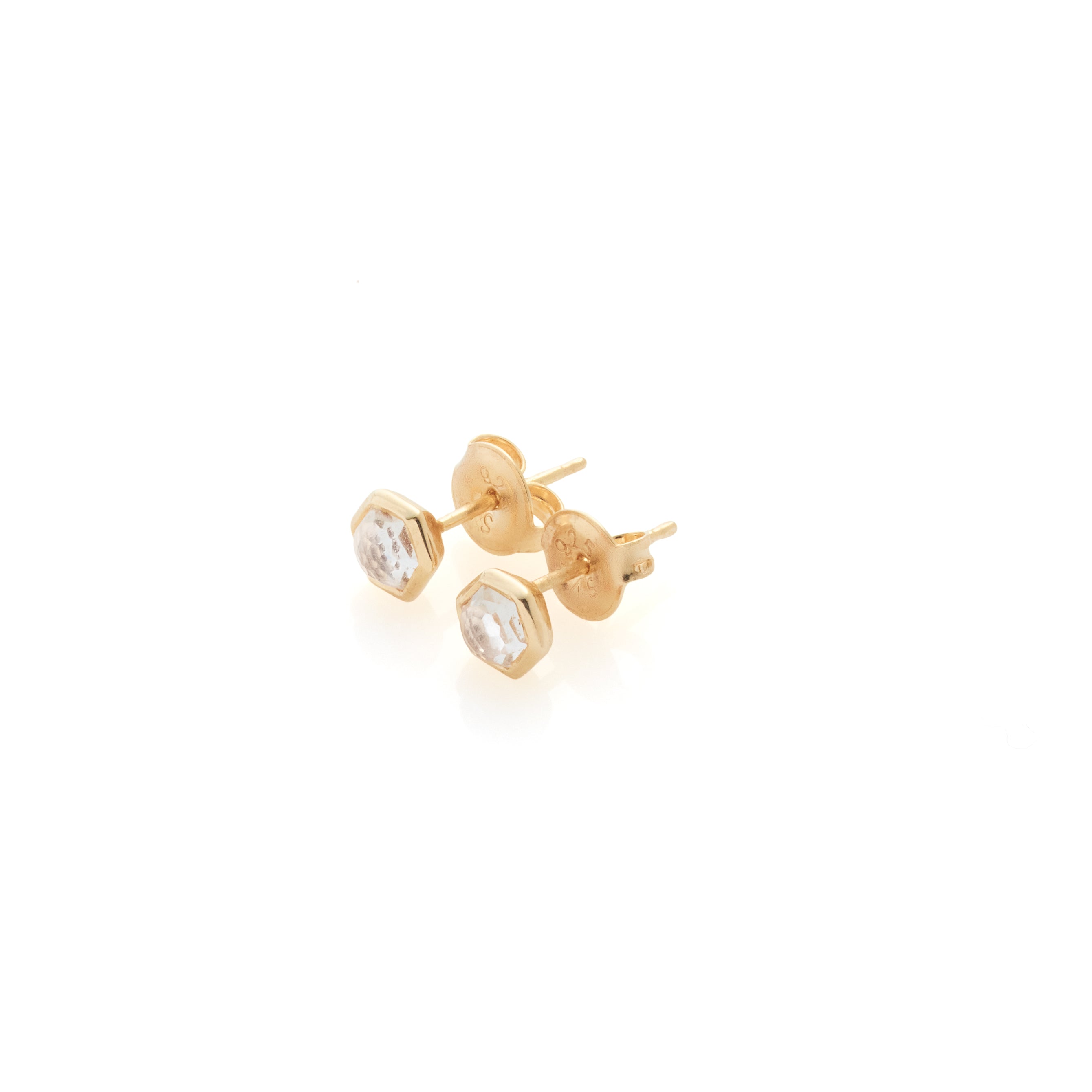 Mini Harmony Studs (Crystal Quartz/Gold)