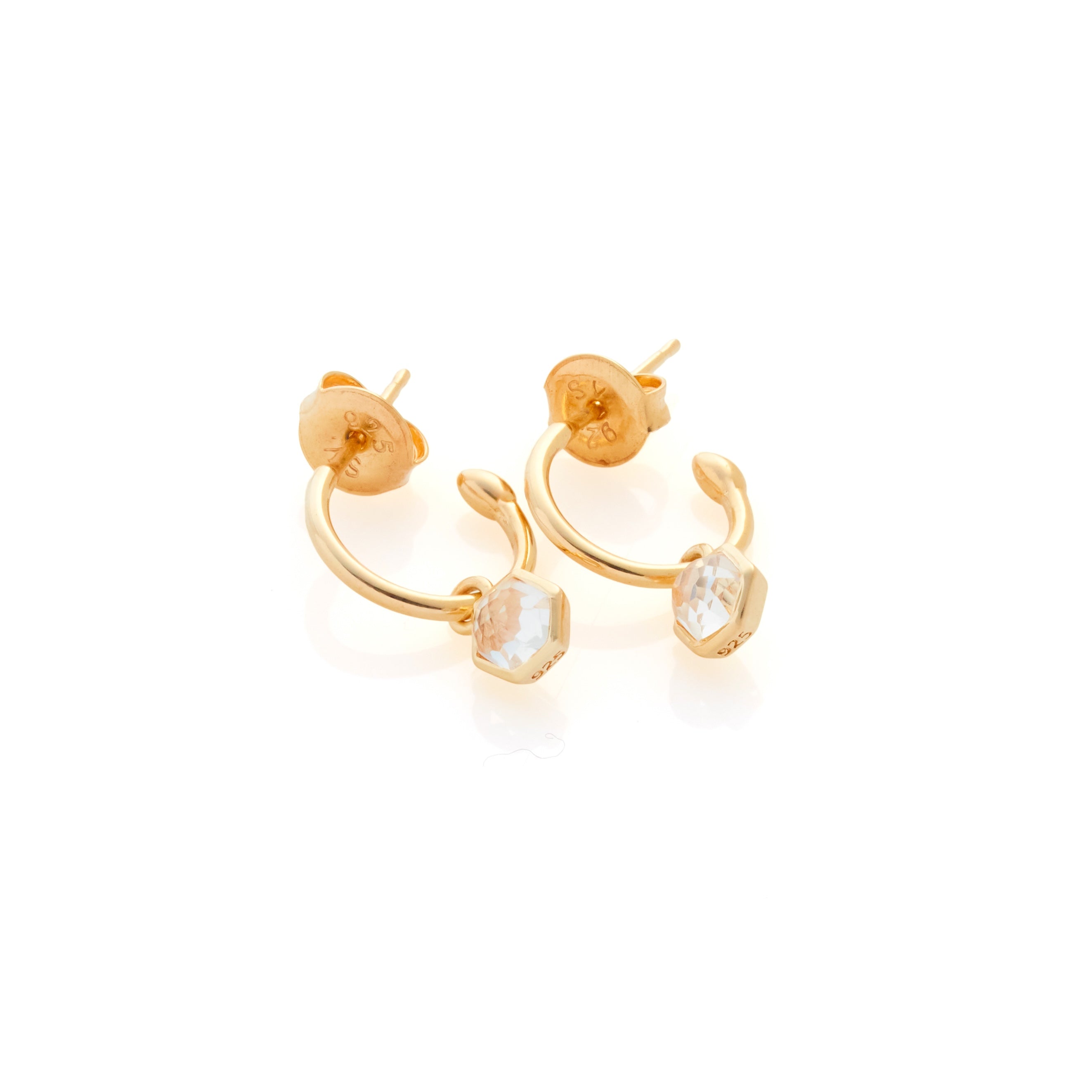Mini Harmony Hoops (Crystal Quartz/Gold)