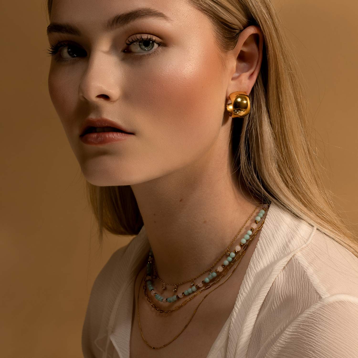 Sunkissed Hoops (Wide Dome 14k Gold)