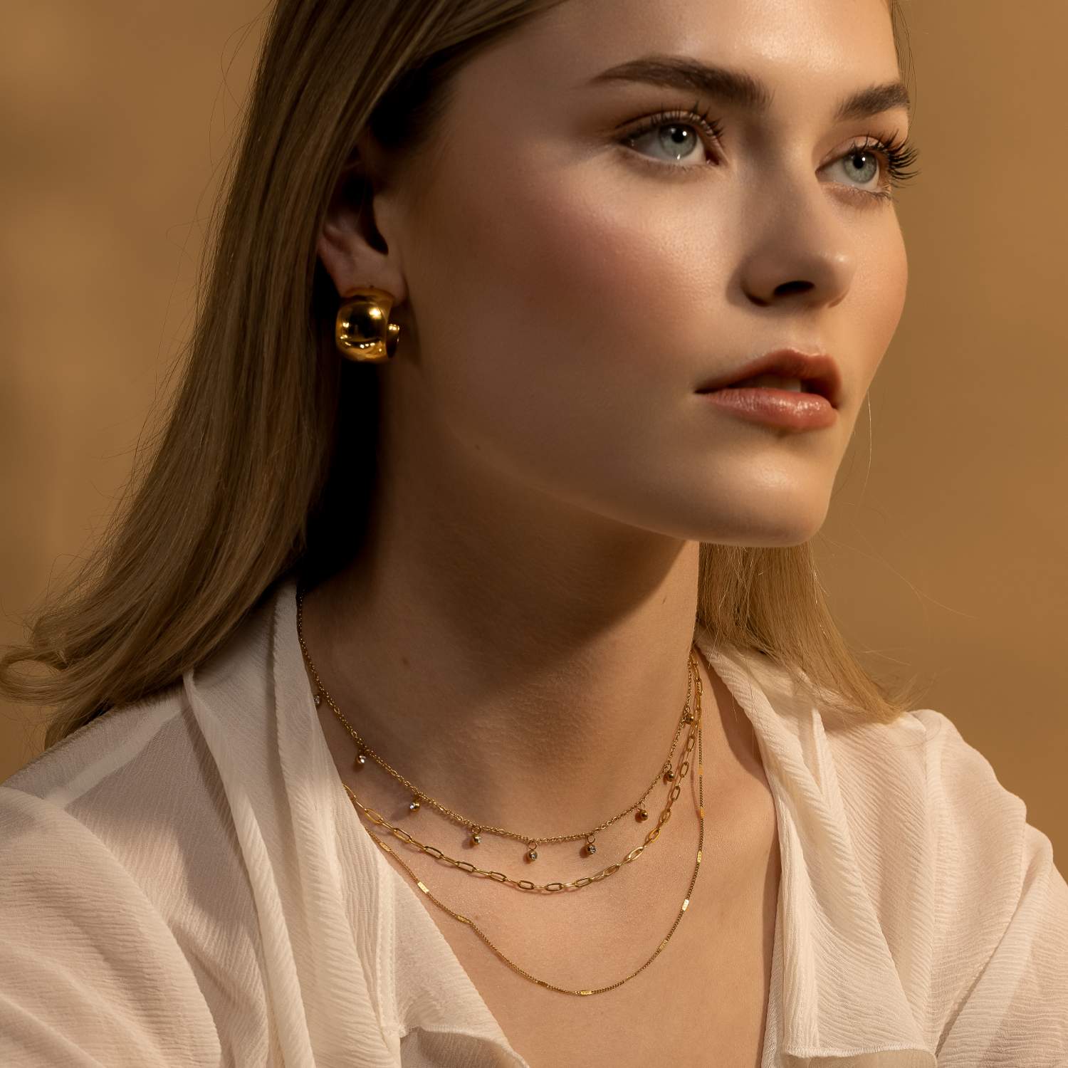 Sunkissed Hoops (Wide Dome 14k Gold)