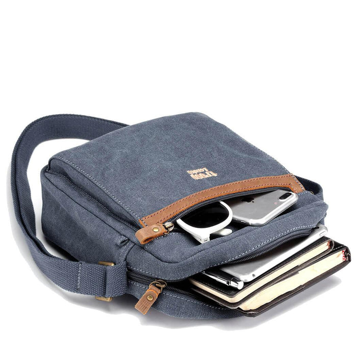 TROOP LONDON CLASSIC CANVAS ACROSS BODY BAG- Blue