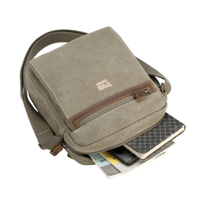 TRP0218 TROOP LONDON CLASSIC CANVAS ACROSS BODY BAG - Khaki