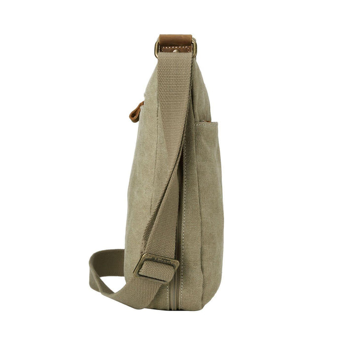 Classic Zip Top Shoulder Bag - Khaki
