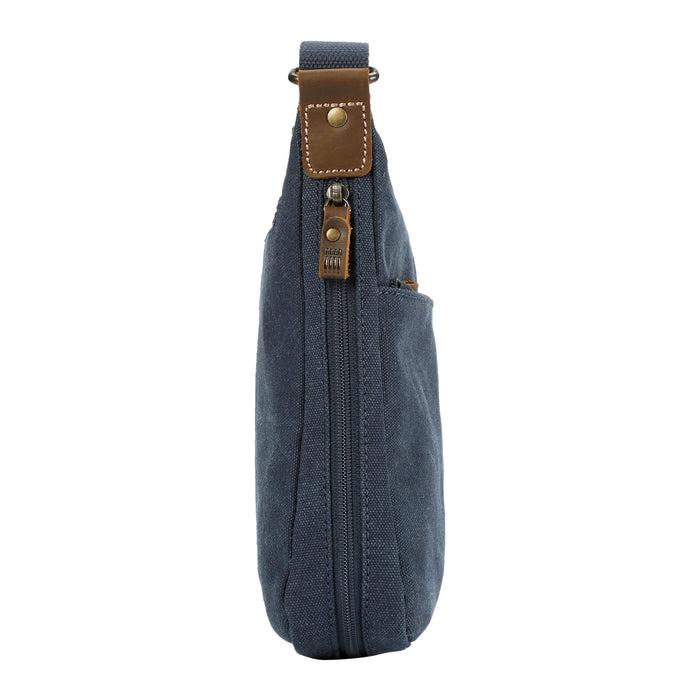 Classic Small Zip Top Shoulder Bag (Denim)