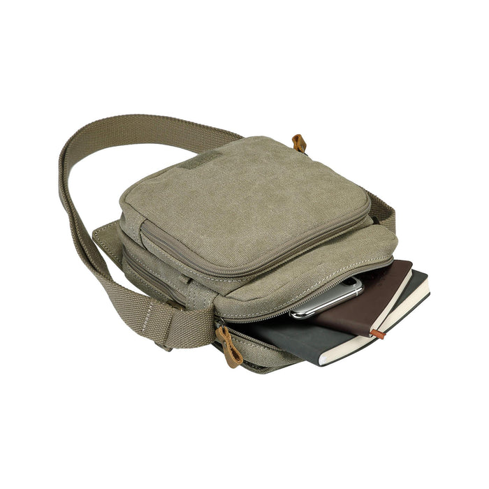 TROOP LONDON CLASSIC CANVAS ACROSS BODY BAG - Khaki