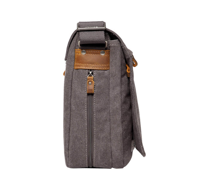 TRP0240 TROOP LONDON CLASSIC CANVAS LAPTOP MESSENGER BAG - 16.5 DIAGONALLY - Charcoal