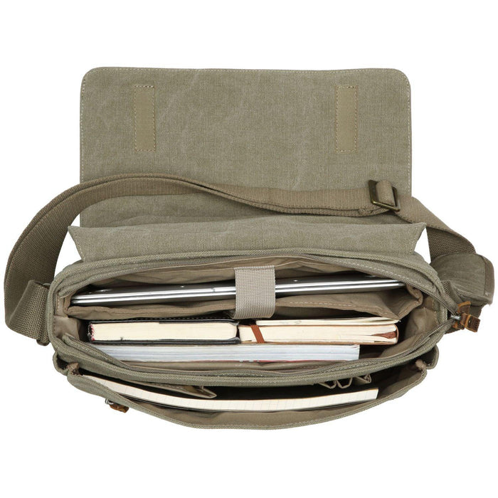 Classic Flap Front Messenger Bag - Khaki