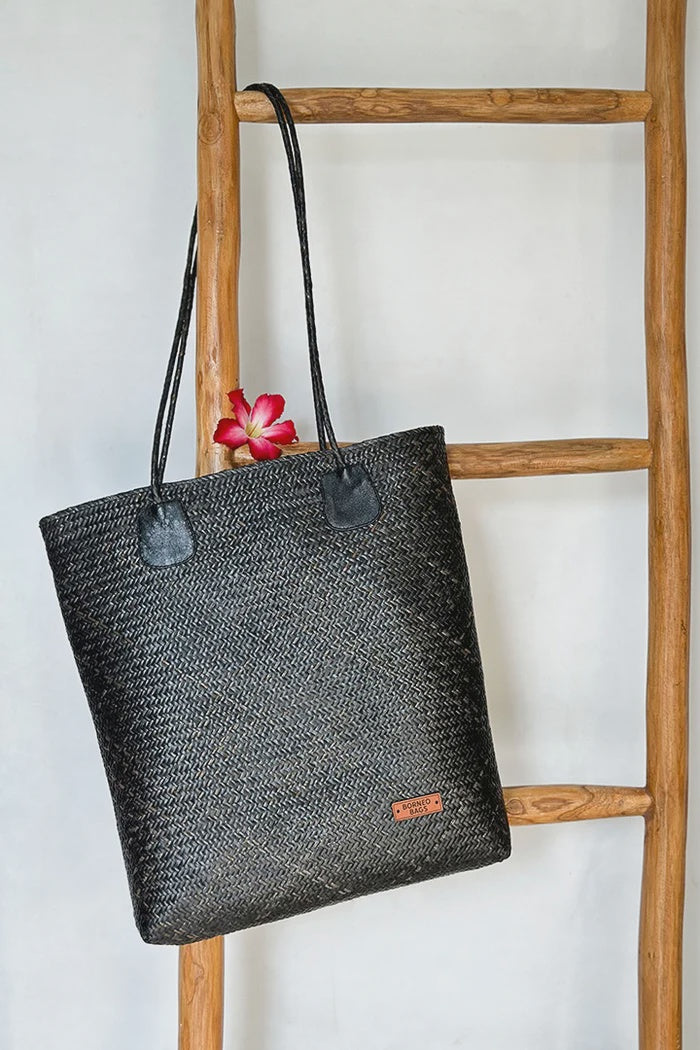Borneo Bags Rattan Slimline Tote – Black