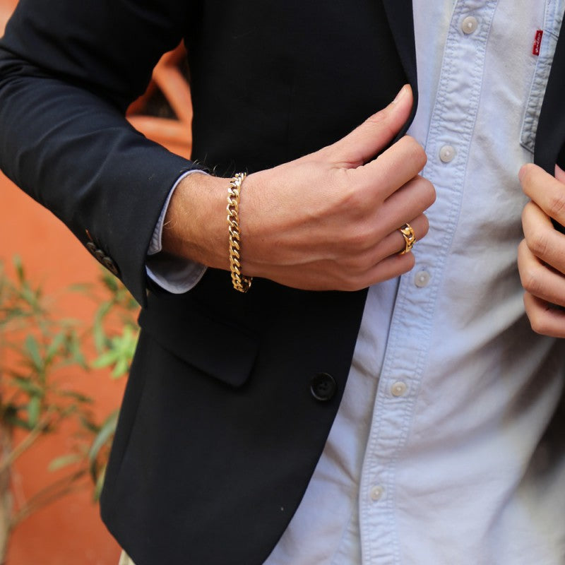 DANDY  7.5MM IP GOLD STEEL BRACELET, 20.5CM ADJUSTABLE