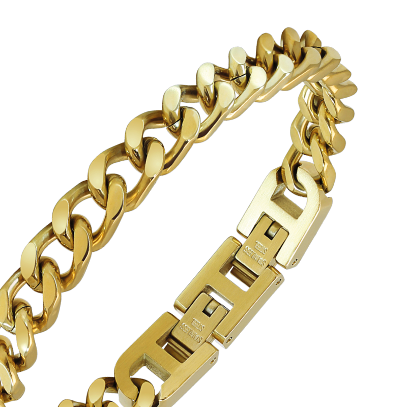 DANDY  7.5MM IP GOLD STEEL BRACELET, 20.5CM ADJUSTABLE