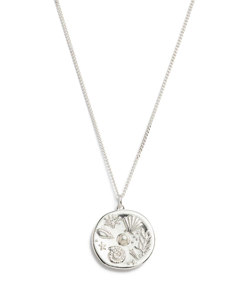 By the Sea Coin Necklace  (Sterling Silver )