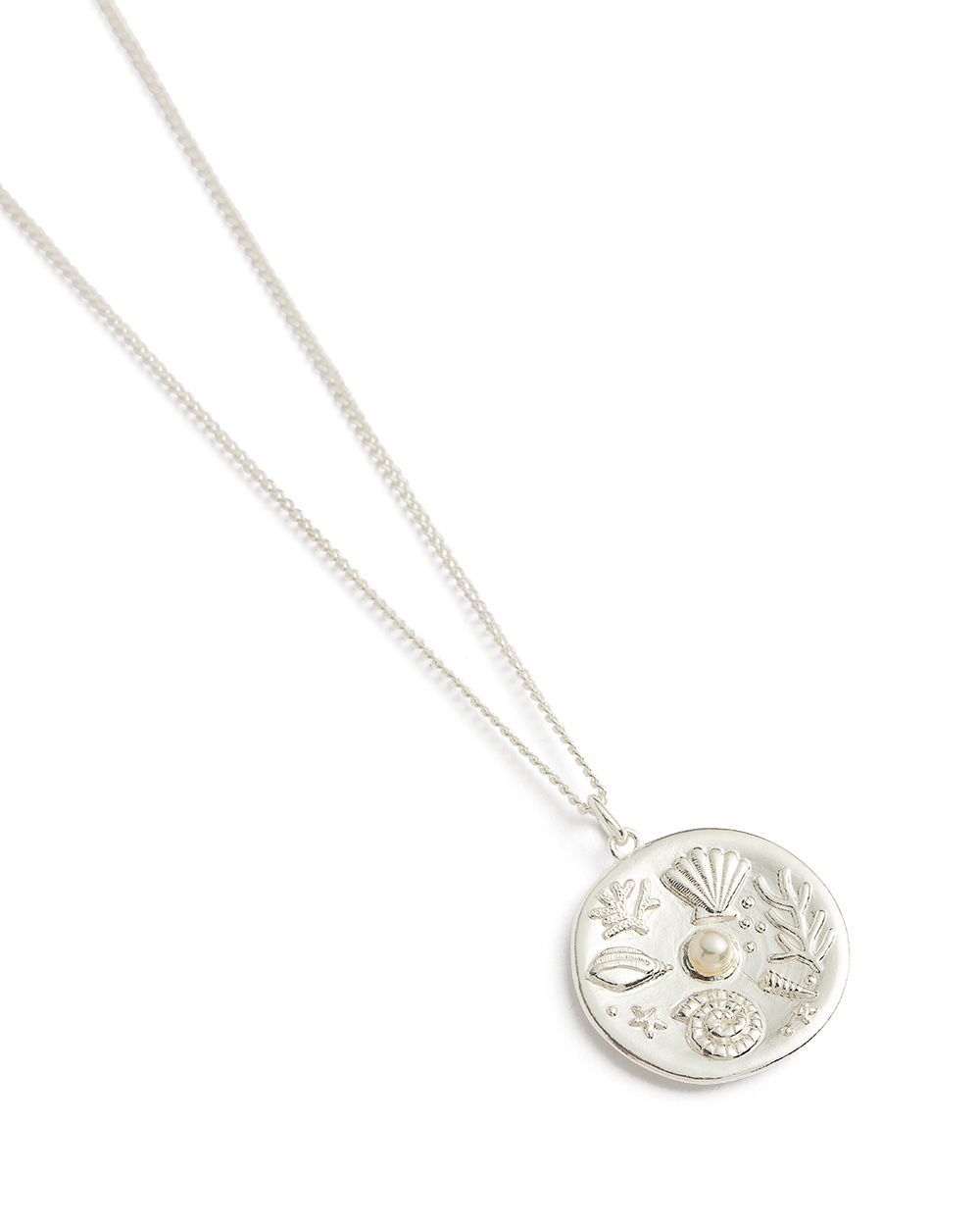 By the Sea Coin Necklace  (Sterling Silver )